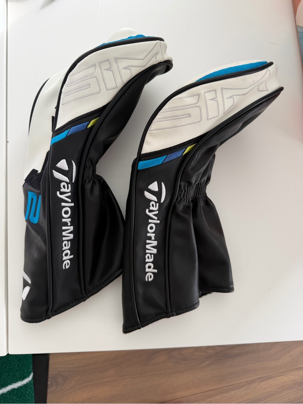 TaylorMade Black White Blue Golf Club Headcovers (set of two)